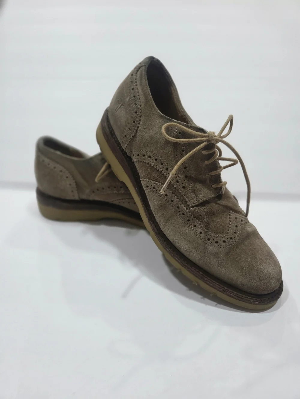 Frye Jim Wedge Men's Tan Suede Wingtip Oxford Sz.7D Shoes